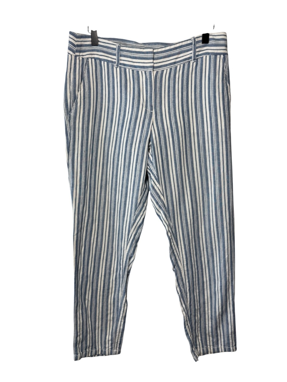 Ann Taylor LOFT Blue & White Striped Linen Cotton Pants Size 6